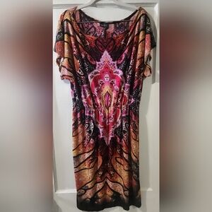 Bisou Bisou Multicolor Patterned Midi Dress